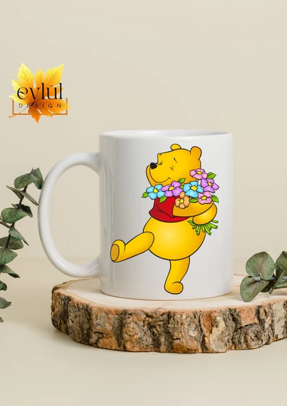 Winnie the Pooh Temalı Sevimli Eğlenceli Özel Tasarım Baskılı Kupa Bardak Hediye Bardak