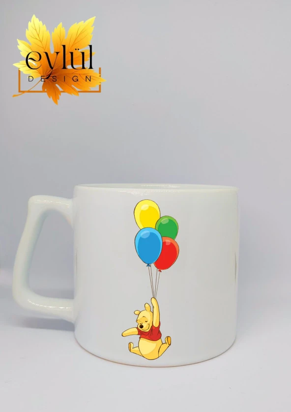 Winnie the Pooh Temalı Özel Tasarım Baskılı Lüks Seramik Kupa Bardak Çay-kahve Bardağı