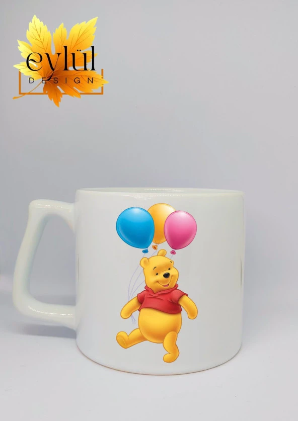 Winnie the Pooh Temalı Özel Tasarım Baskılı Lüks Seramik Kupa Bardak Çay-kahve Bardağı