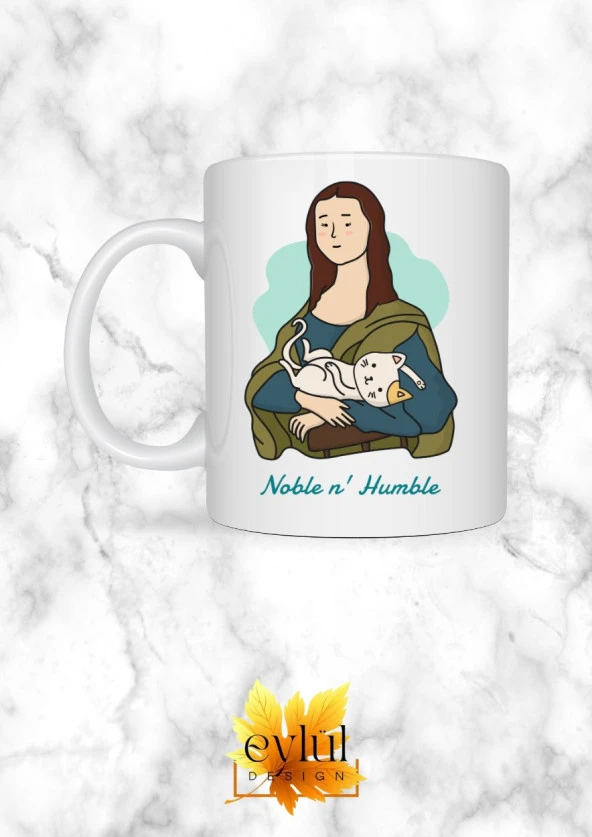 Sanat ve Kediler Mona Lisa Özel Tasarım Baskılı Kupa Bardak Hediye Çay-Kahve Bardağı
