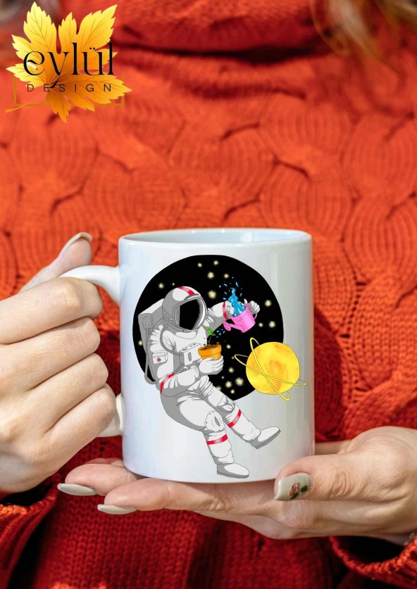 Astronot ve Uzay Temalı Özel Tasarım Baskılı Kupa Bardak Hediye Bardak ürün görseli