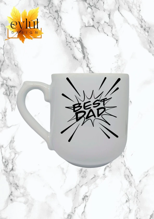 Best Dad Yazılı Baba Temalı Özel Tasarım Baskılı Lüks Oval Kupa Bardak-Kahve Bardak - 1