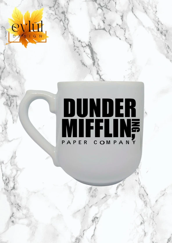 The Office Dunder Mifflin Yazılı Özel Tasarım Baskılı Lüks Oval Kupa Bardak-Kahve Bardak