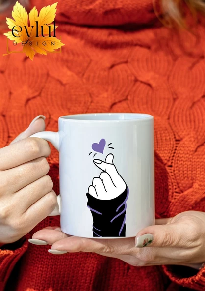 Kalp Kore Özel Tasarım K-POP Baskılı Özel Tasarım Baskılı Kupa Bardak Kahve Bardağı Hediye ürün görseli