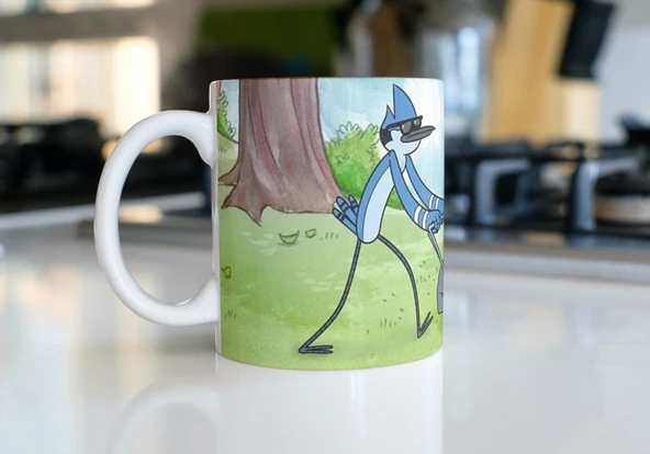 Regular Show Sürekli Dizi Tam Tur Baskılı Özel Tasarım Renkli Baskılı Kupa Bardak - 4