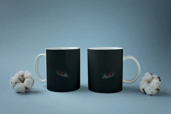 Tam Tur Siyah Renk Göz Baskılı Özel Tasarım Renkli Baskılı Kupa Bardak - Resim 2