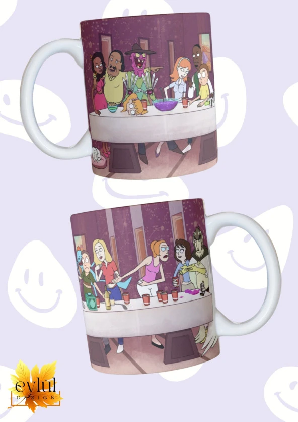 Rick And Morty Son Akşam Yemeği Temalı Baskılı Eğlenceli Özel Tasarım Renkli Baskılı Kupa Bardak ürün görseli