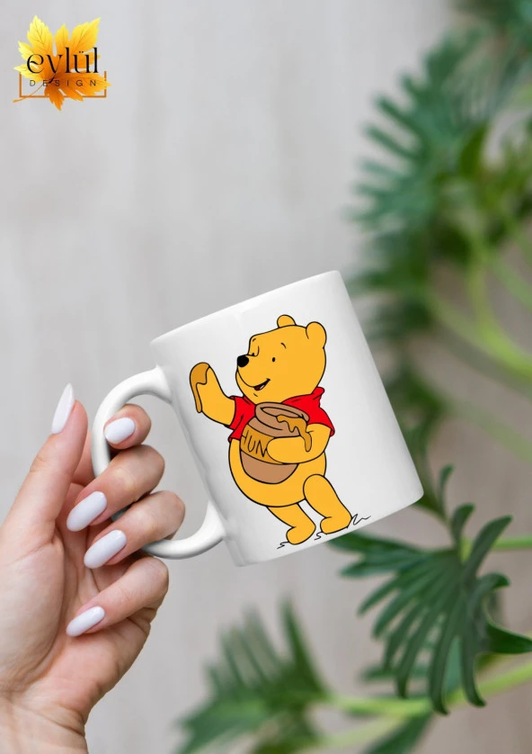 Winnie the Pooh Temalı Sevimli Eğlenceli Özel Tasarım Baskılı Kupa Bardak Hediye Bardak