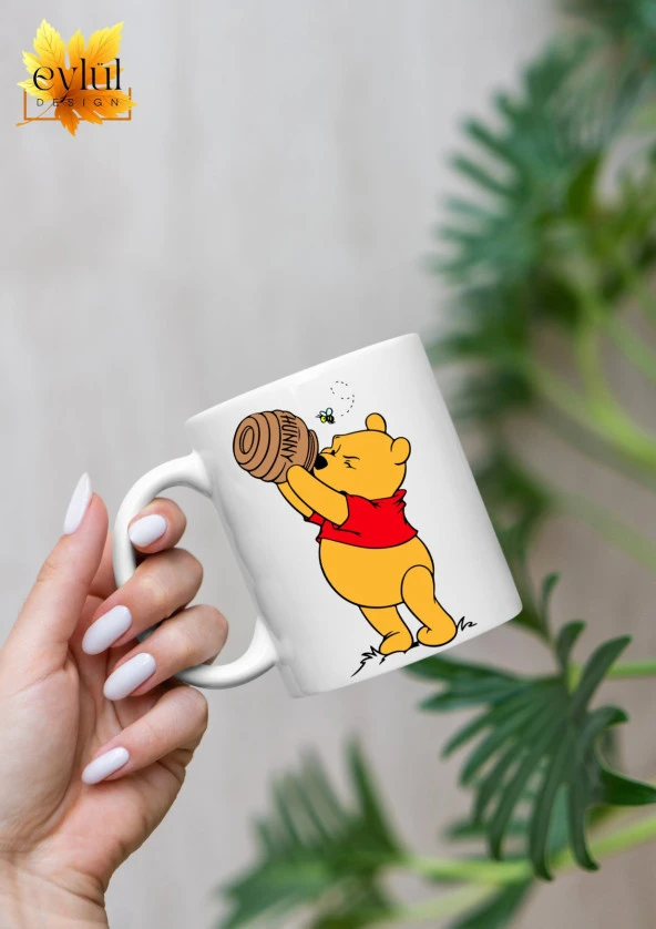 Winnie the Pooh Temalı Sevimli Eğlenceli Özel Tasarım Baskılı Kupa Bardak Hediye Bardak