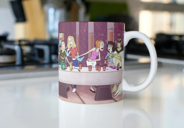 Rick And Morty Son Akşam Yemeği Temalı Baskılı Eğlenceli Özel Tasarım Renkli Baskılı Kupa Bardak - Resim 4
