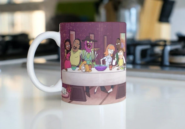 Rick And Morty Son Akşam Yemeği Temalı Baskılı Eğlenceli Özel Tasarım Renkli Baskılı Kupa Bardak - Resim 5