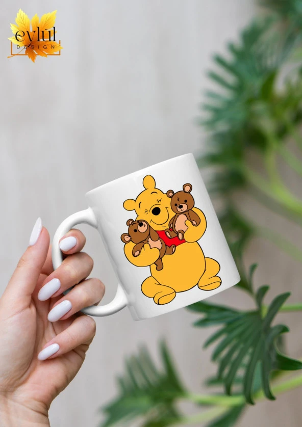 Winnie the Pooh Temalı Sevimli Eğlenceli Özel Tasarım Baskılı Kupa Bardak Hediye Bardak ürün görseli 1