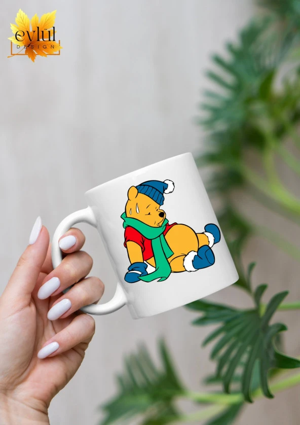 Winnie the Pooh Temalı Sevimli Eğlenceli Özel Tasarım Baskılı Kupa Bardak Hediye Bardak