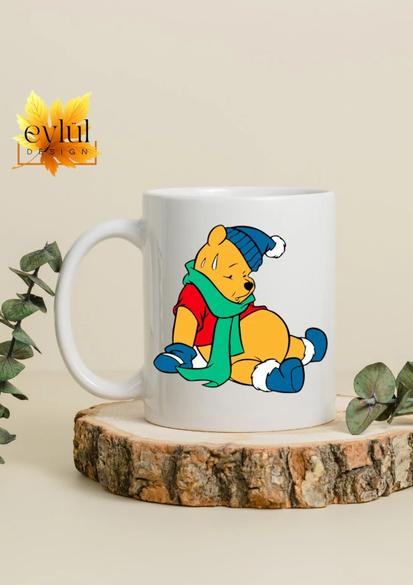 Winnie the Pooh Temalı Sevimli Eğlenceli Özel Tasarım Baskılı Kupa Bardak Hediye Bardak - Resim 2
