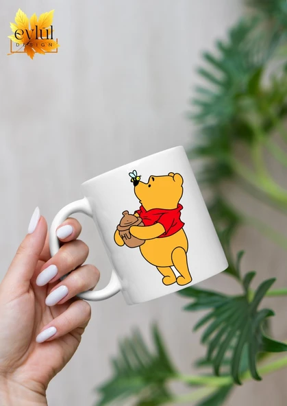 Winnie the Pooh Temalı Sevimli Eğlenceli Özel Tasarım Baskılı Kupa Bardak Hediye Bardak