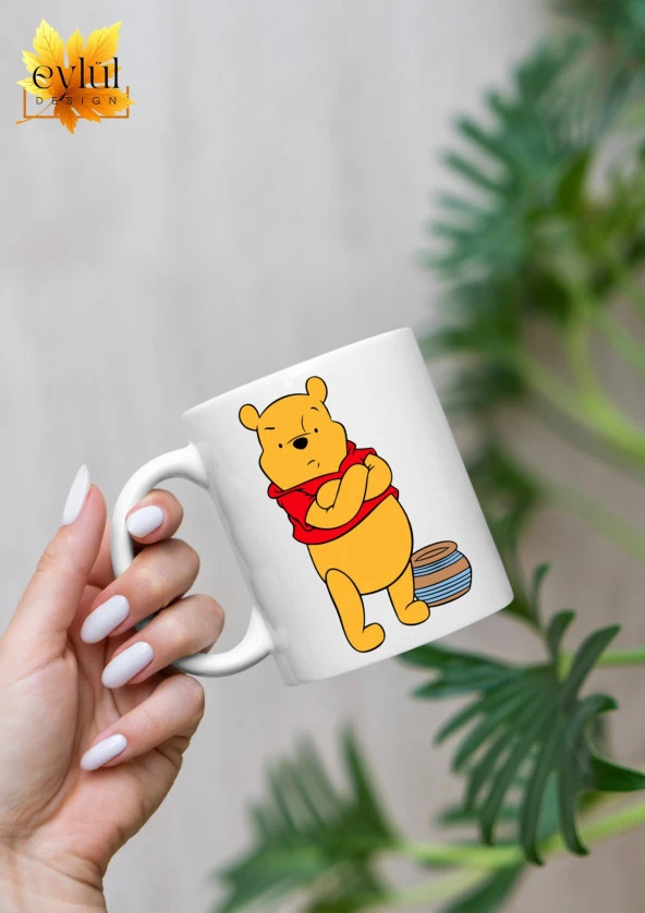 Winnie the Pooh Temalı Sevimli Eğlenceli Özel Tasarım Baskılı Kupa Bardak Hediye Bardak