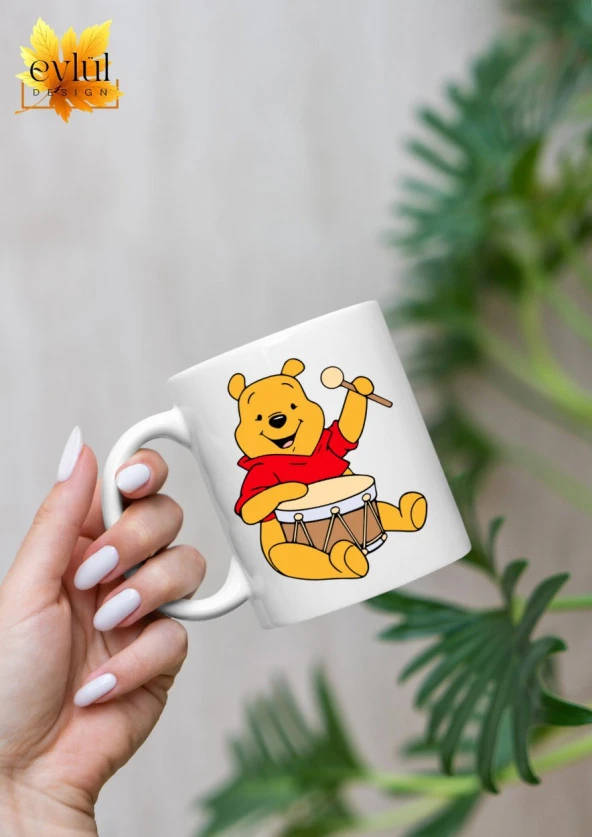 Winnie the Pooh Temalı Sevimli Eğlenceli Özel Tasarım Baskılı Kupa Bardak Hediye Bardak