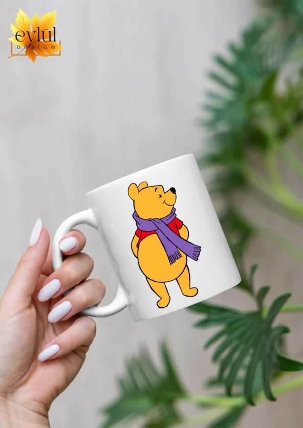 Winnie the Pooh Temalı Sevimli Eğlenceli Özel Tasarım Baskılı Kupa Bardak Hediye Bardak
