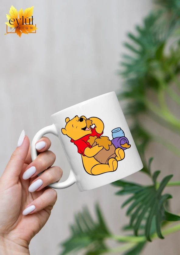Winnie the Pooh Temalı Sevimli Eğlenceli Özel Tasarım Baskılı Kupa Bardak Hediye Bardak