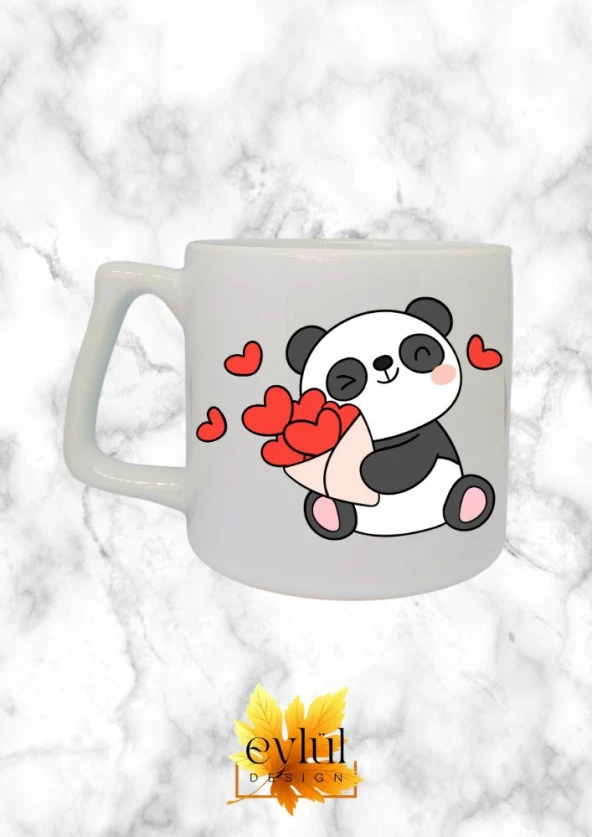 Sevimli Panda Temalı Özel Tasarım Baskılı Lüks Seramik Kupa Bardak Doğum Günü Hediyesi