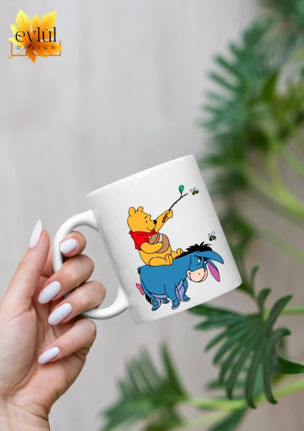 Winnie the Pooh Temalı Sevimli Eğlenceli Özel Tasarım Baskılı Kupa Bardak Hediye Bardak
