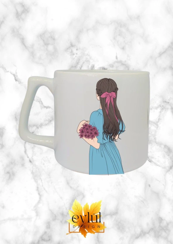 Aesthetic Kız Temalı Özel Tasarım Baskılı Lüks Seramik Kupa Bardak Doğum Günü Hediyesi ürün görseli