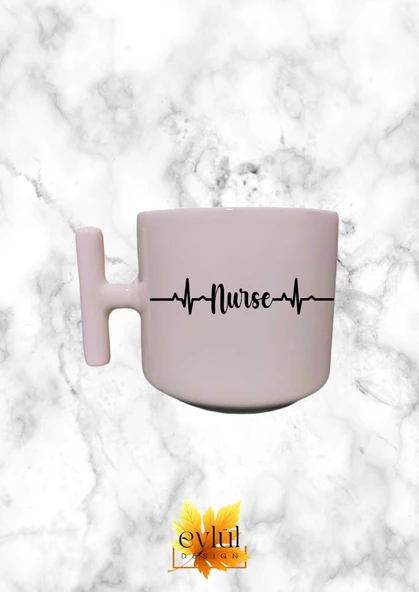 Krem Rengi T Saplı Hemşire Temalı Yazılı Özel Tasarım Baskılı T Kupa Bardak Latte Bardağı ürün görseli