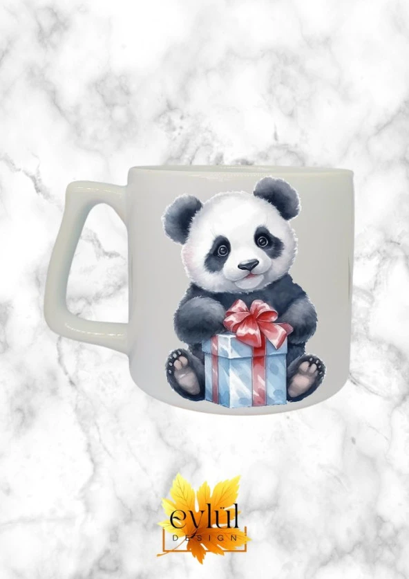 Sevimli Panda Temalı Özel Tasarım Baskılı Lüks Seramik Kupa Bardak Doğum Günü Hediyesi