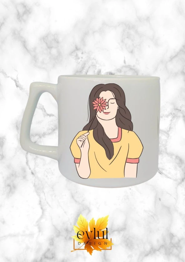 Aesthetic Kız Temalı Özel Tasarım Baskılı Lüks Seramik Kupa Bardak Doğum Günü Hediyesi ürün görseli