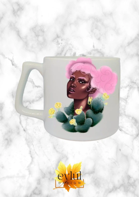 Aesthetic Kız Temalı Özel Tasarım Baskılı Lüks Seramik Kupa Bardak Doğum Günü Hediyesi ürün görseli