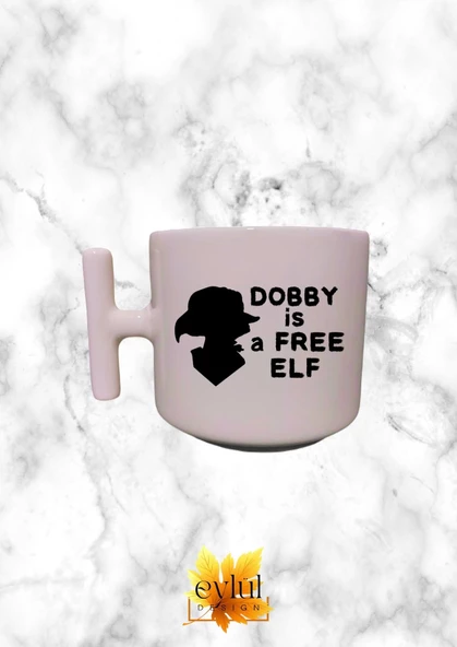Krem Rengi T Saplı Harry Potter Dobby Özel Tasarım Baskılı T Kupa Bardak Latte Bardağı