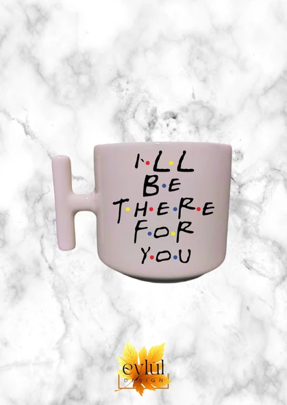 Krem Rengi T Saplı Friends Özel Tasarım Baskılı T Kupa Bardak Latte Bardağı