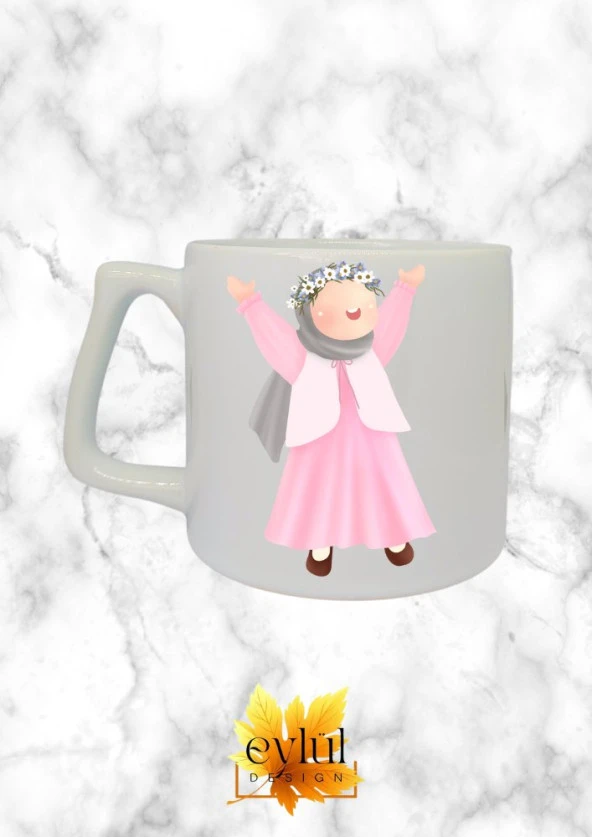 Tesettürlü Kız Temalı Özel Tasarım Baskılı Lüks Seramik Kupa Bardak Doğum Günü Hediyesi ürün görseli 1