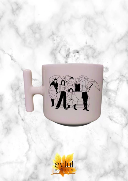 Krem Rengi T Saplı Friends Özel Tasarım Baskılı T Kupa Bardak Latte Bardağı - Resim 2