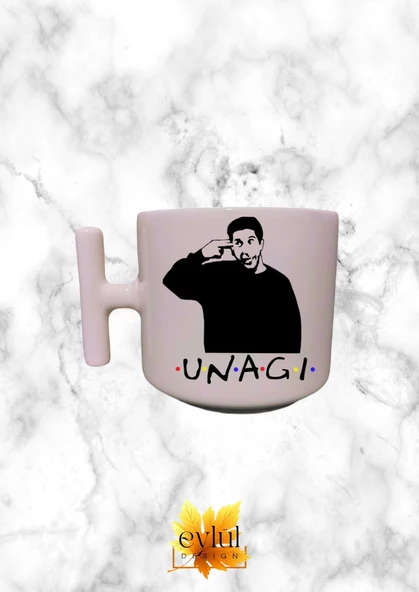 Krem Rengi T Saplı Friends Özel Tasarım Baskılı T Kupa Bardak Latte Bardağı