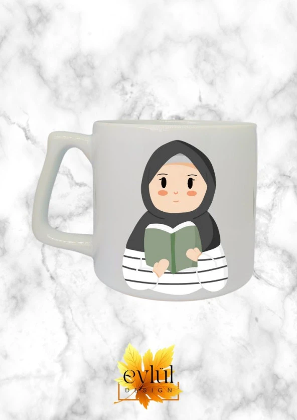 Tesettürlü Kız Temalı Özel Tasarım Baskılı Lüks Seramik Kupa Bardak Doğum Günü Hediyesi ürün görseli 1