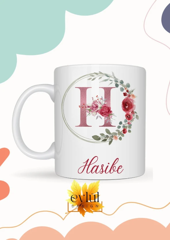 Hasibe Yazılı Kupa Bardak Baskılı İsim Kupa Bardak Kahve Bardağı Doğum Günü Hediye Kupa ürün görseli