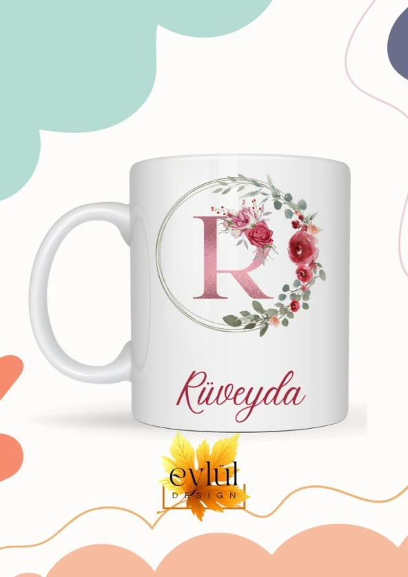 Rüveyda Yazılı Kupa Bardak Baskılı İsim Kupa Bardak Kahve Bardağı Doğum Günü Hediye Kupa