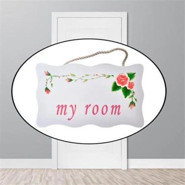 HALMOGULR Decotown My Room Benim Odam Dekoratif Çiçek Desenli Kapı Askısı
