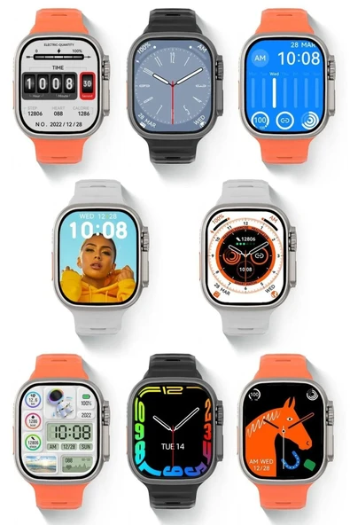 AbaTech SAMSUNG A20S - SAMSUNG A21S UYUMLU WATCH 8 800T ULTRA 49MM AKILLI SAAT ÇİFT KORDONLU - 2