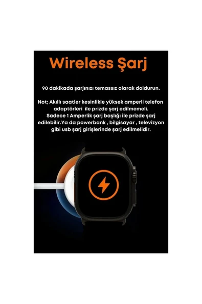 AbaTech XİAOMİ REDMİ 8 - REDMİ 8A UYUMLU WATCH 8 800T ULTRA 49MM AKILLI SAAT ÇİFT KORDONLU - 4
