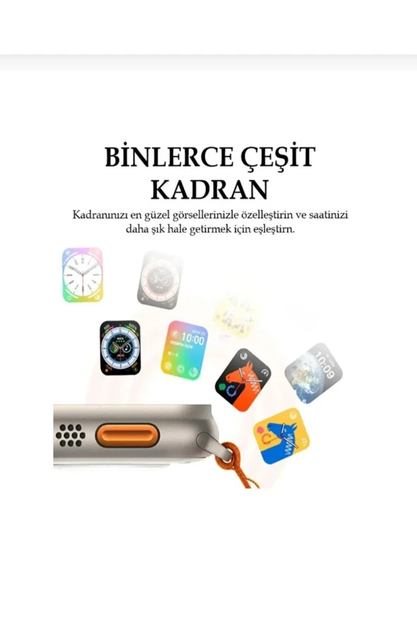 AbaTech XİAOMİ REDMİ 8 - REDMİ 8A UYUMLU WATCH 8 800T ULTRA 49MM AKILLI SAAT ÇİFT KORDONLU - 2