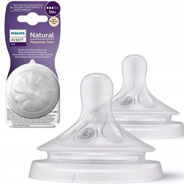 Philips Avent Natural Response 2'li Biberon Emziği, 3 Numara, 1 Ay+ - Scy963/02