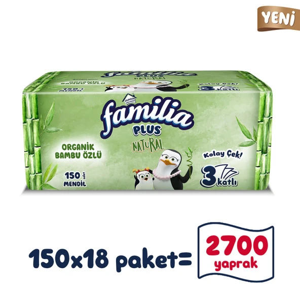 Familia Plus Natural Çek Al Mendil 150li (18 Paket x 150 Yaprak)
