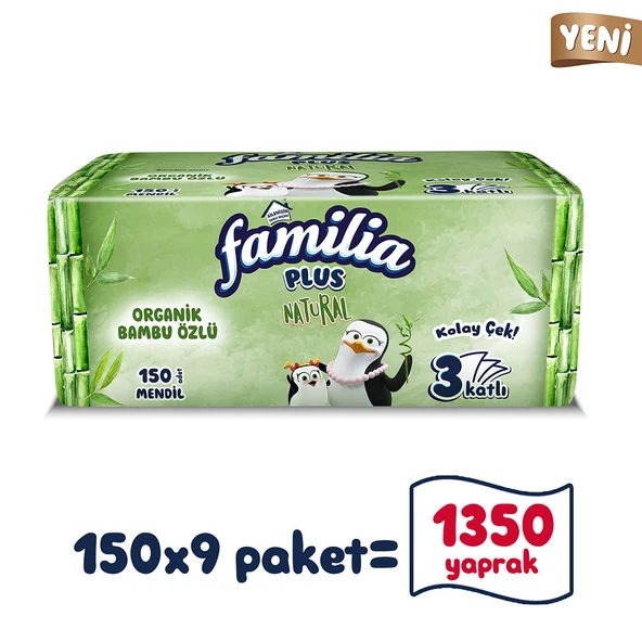 Familia Plus Natural Çek Al Mendil 150li (9 Paket x 150 Yaprak)