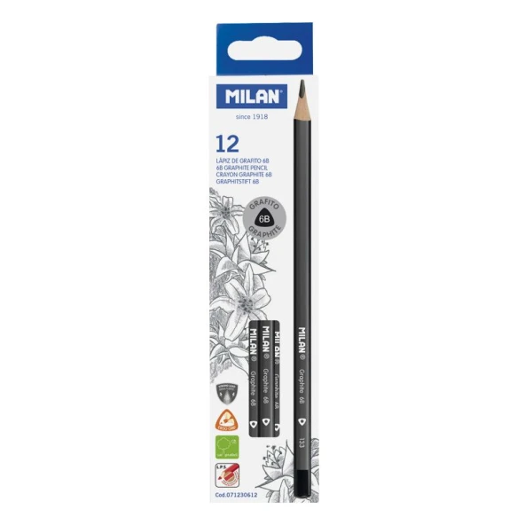 MILAN 71230612 GRAPHITE 6B ÜÇGEN KURŞUN KALEM - 12ADET