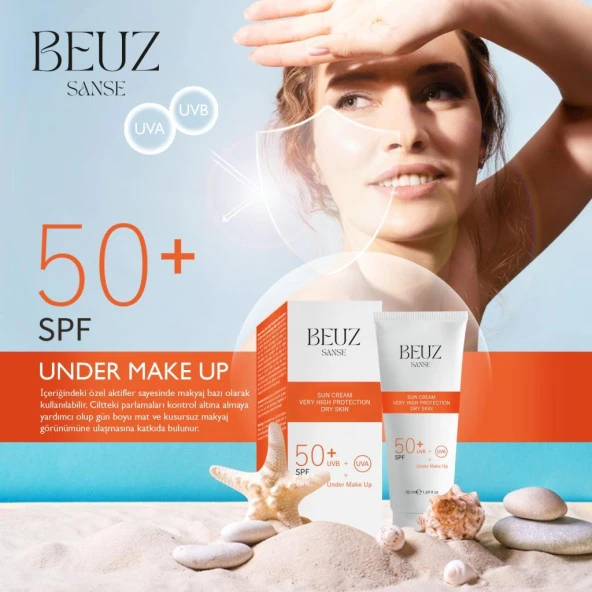 Beuz Sanse Spf50+ Kuru Ciltler İçin Çok Yüksek Korumalı Güneş Kremi & Makyaj Bazı - 50 ml - 2