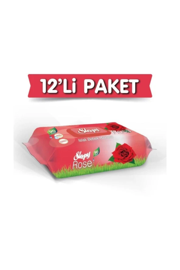 Sleepy   Gül Kokulu Islak Havlu 12x90 Lı 12 Paket 1080 Yaprak