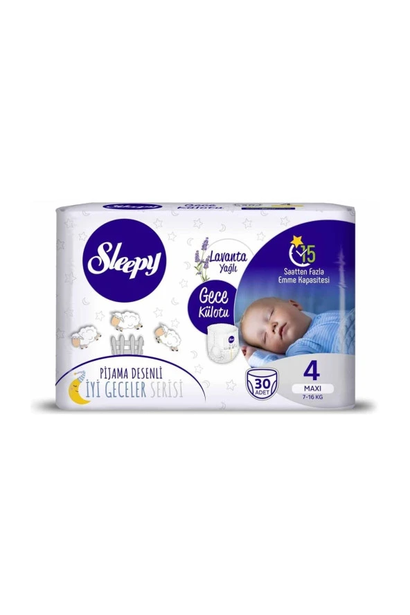 Sleepy   Külot Bebek Bezi Gece Lavanta Yağlı 4 Beden Maxi 7-16 kg 30'lu