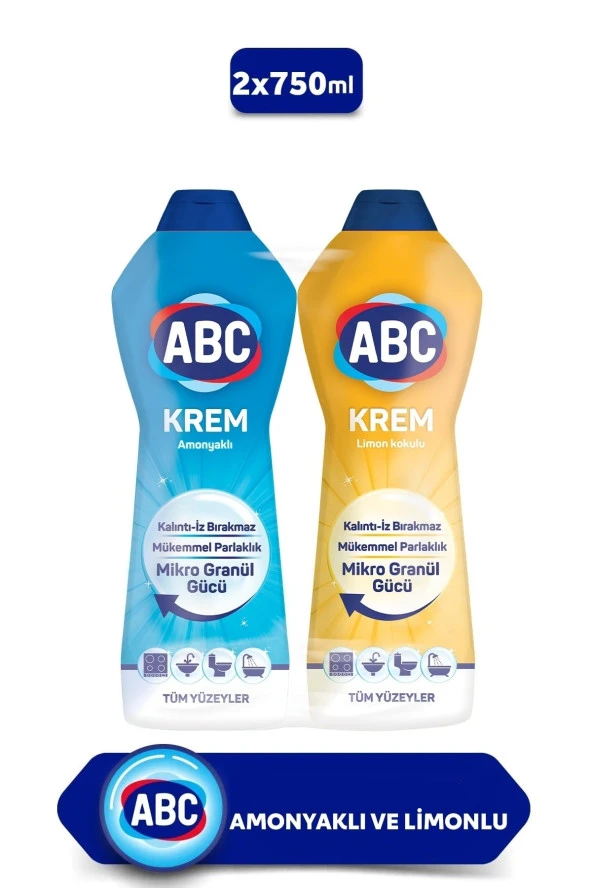 ABC   Sıvı Krem Limon 750 Ml + Amonyak 750 ml